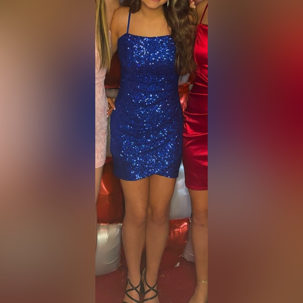 Honey and Rosie | Sequin Royal Blue Homecoming Dress | XS